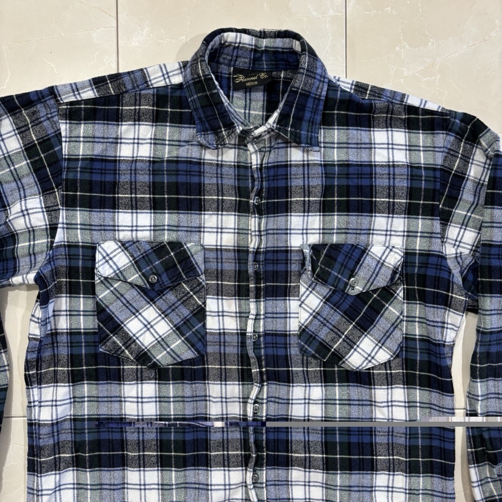 Vermont Flannel Co Shirt Mens Medium Blue Plaid Flannel Outdoor Casual Workwear